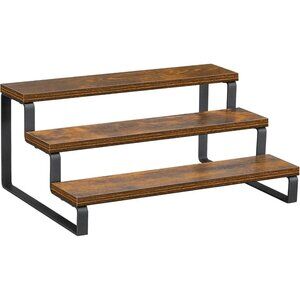 3-Tier Spice Rack 13.8" Wood Step Shelf Countertop pantry storage organization